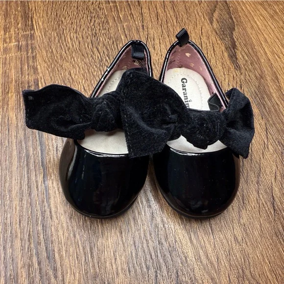 Pink black ivory baby girl formal dress shoes size 2 bows flowers 3-6 months - Picture 5 of 9